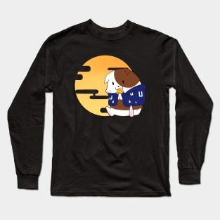 Guinea pig eating grain under the moon Long Sleeve T-Shirt